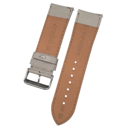 26 mm Bombeli Düz Krem Deri Saat Kordonu